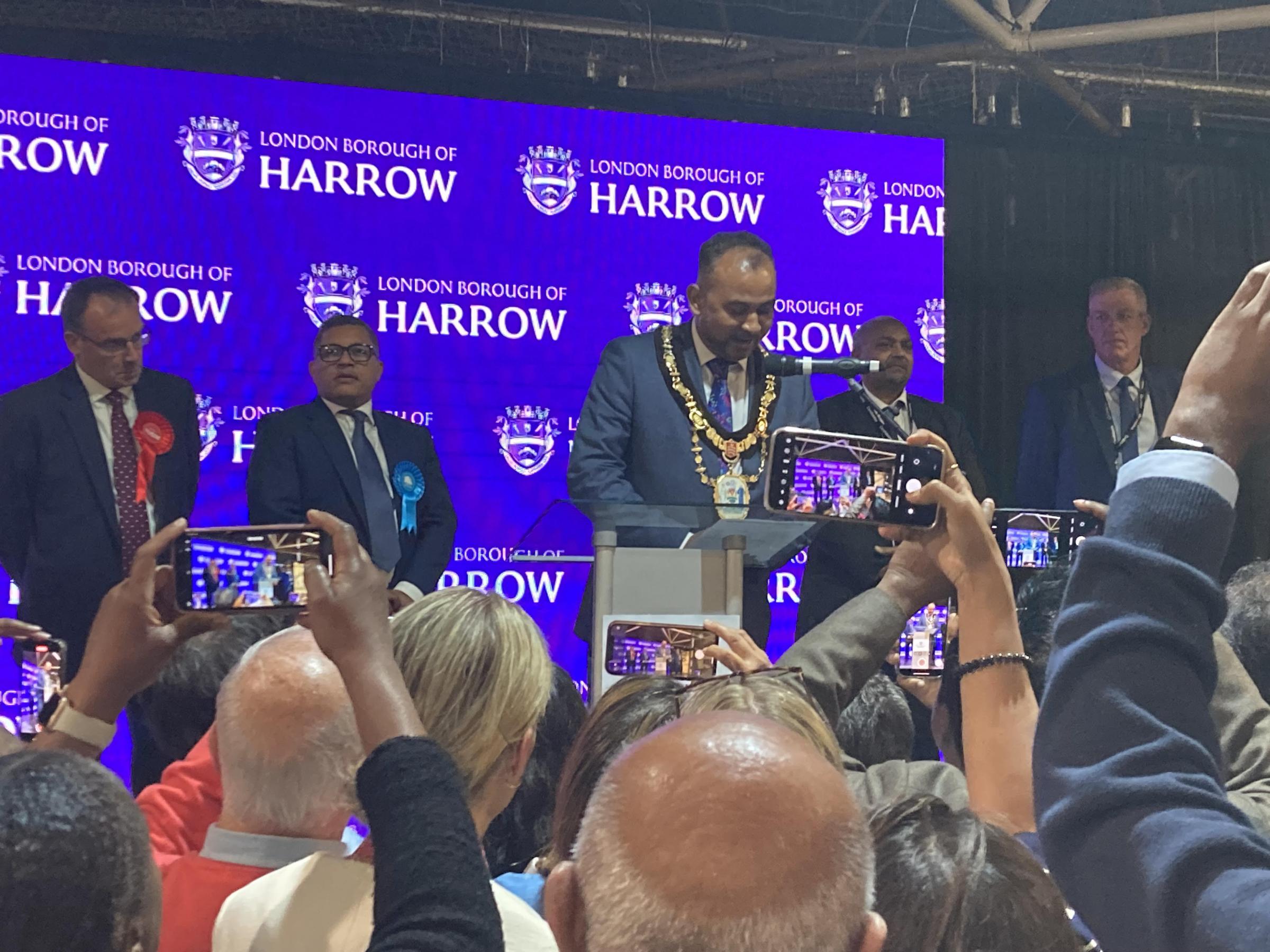 Declaration. Labour held the seat of Harrow West but with a reduced majority. Image Credit: Grant Williams. Permission to use with all LDRS partners